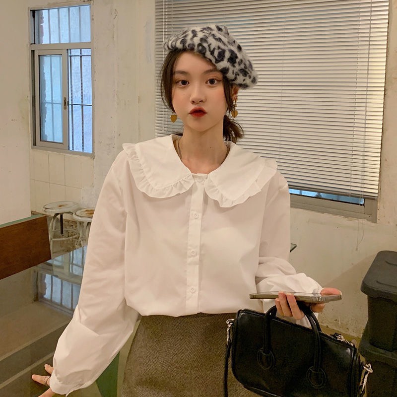 Áo sơ mi trắng tiểu thư cài nơ, sơ mi nữ dài tay quảng châu dễ thương đi chơi dự tiệc cực xinh