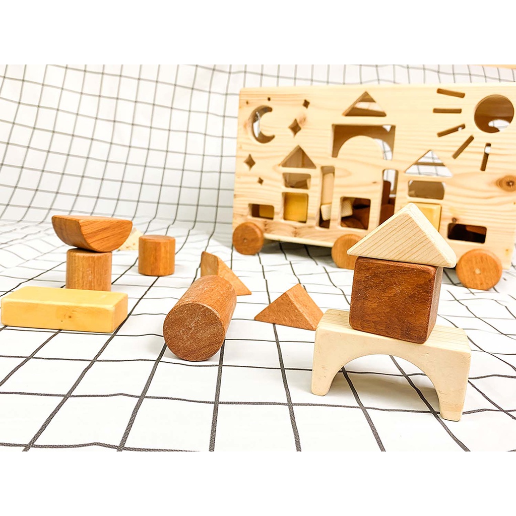 Hộp thả hình khối bằng gỗ-5saokids