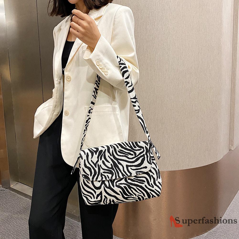 【Hot Sale】Women Zebra Leopard Print Shoulder Bag Canvas Casual Travel Handbag Totes