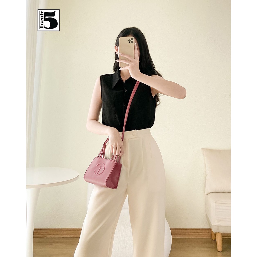 Áo sơ mi nữ công sở sát nách cổ đức túi ốp Twentyfive SA1