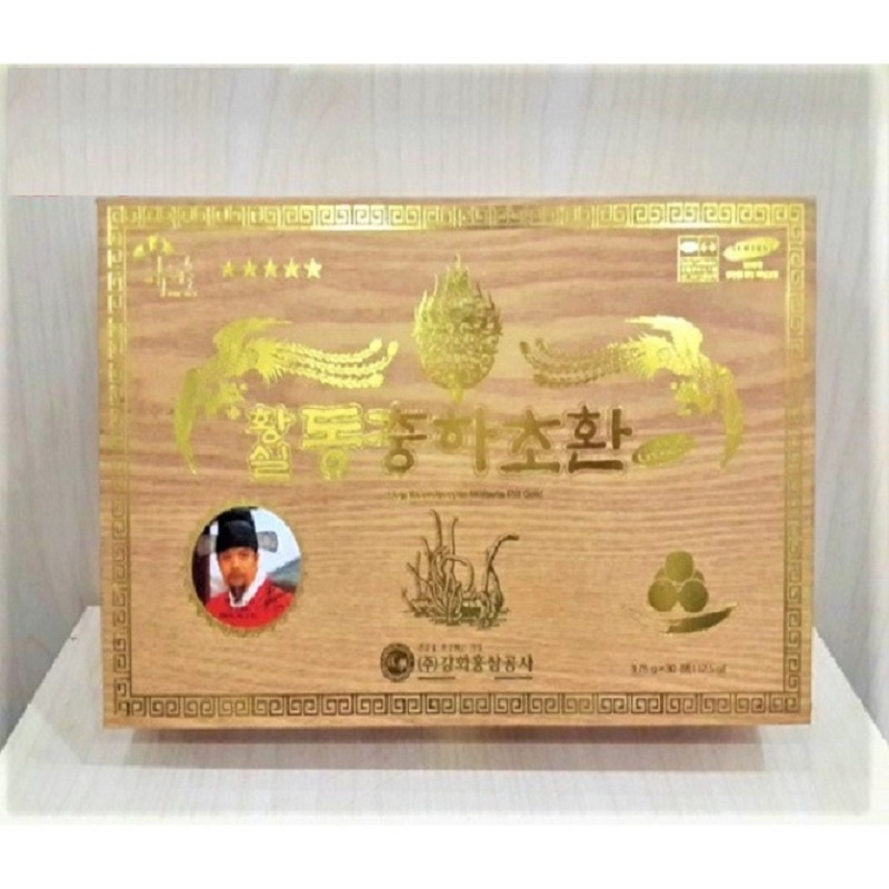 Viên Đông Trùng Hạ Thảo Hoàng Gia Kanghwa Hàn Quốc, Hộp Gỗ Vàng 30 Viên * 3.75g, Bổ Phổi, Bổ Thận