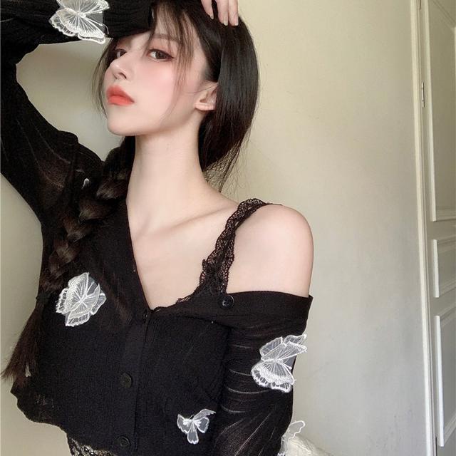 Áo Khoác Cardigan Tay Dài Chống Nắng Vải Lưới Thắt Nơ Dành Cho Nữ