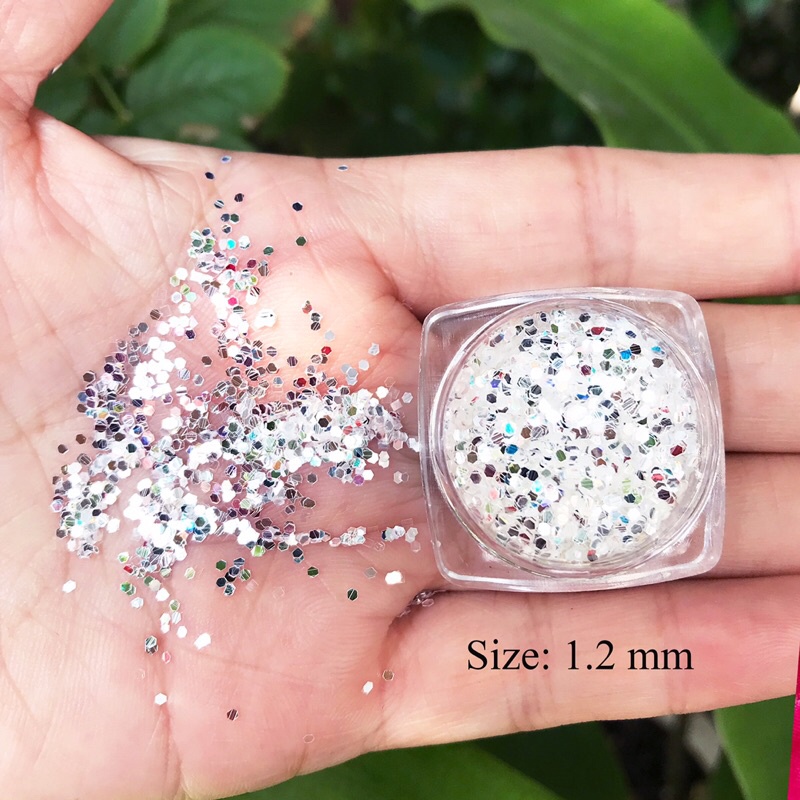 Hũ kim tuyến bạch kim siêu sáng trang trí móng