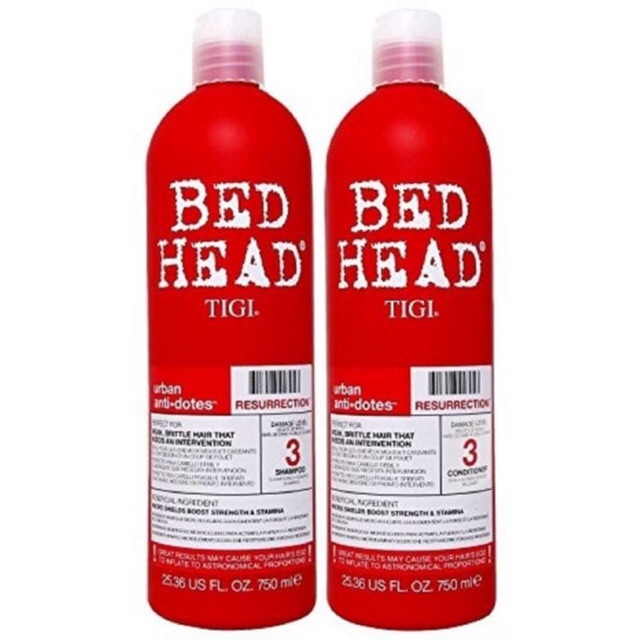Cặp dầu gội xả Bed Head TIGI Đỏ dành cho tóc khô xơ cấp độ 3 phục hồi tóc hư tổn và dưỡng tóc mềm mượt hàng chính hãng