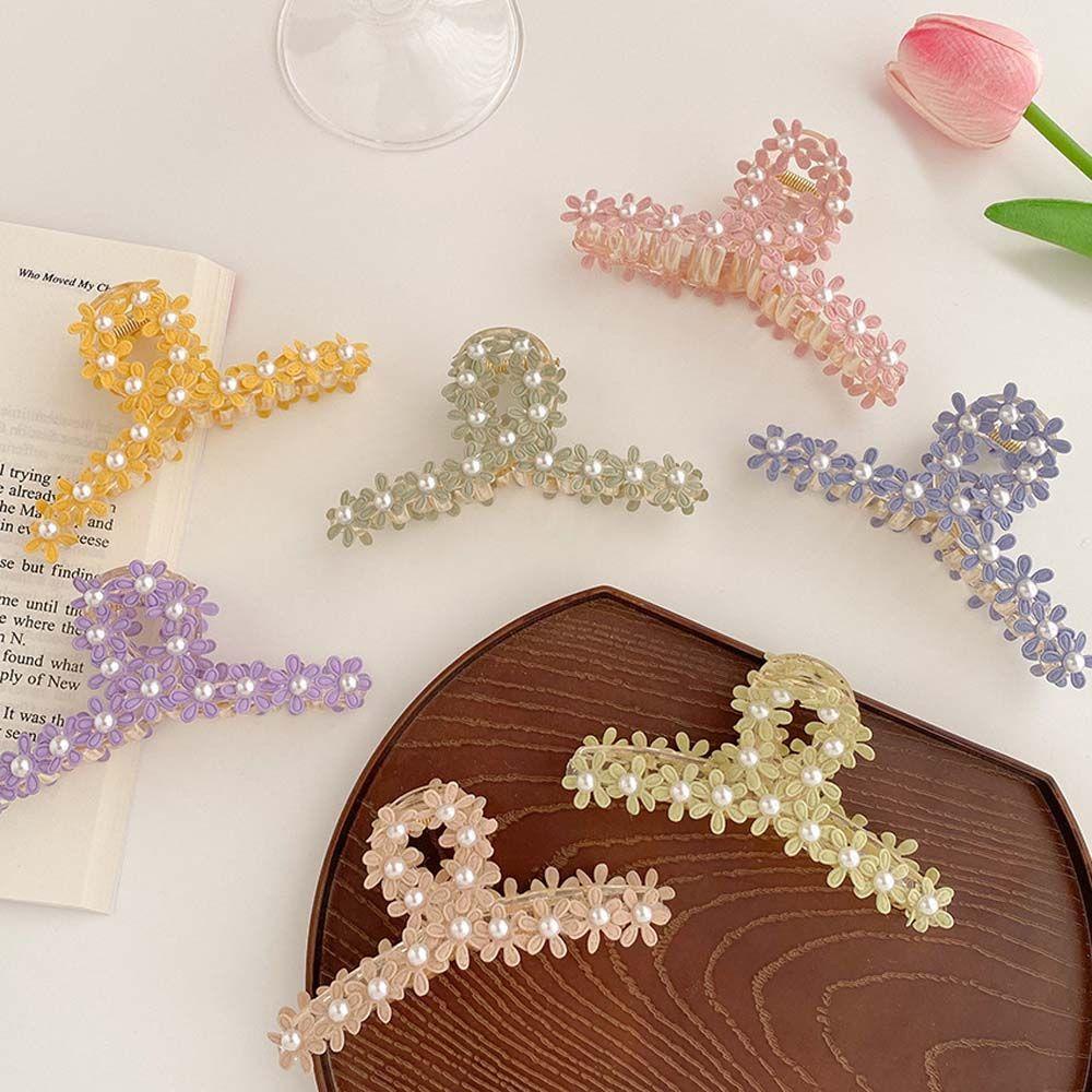 Kẹp Tóc Càng Cua Bằng Acrylic Hình Hoa Cúc Thanh Lịch Cho Nữ