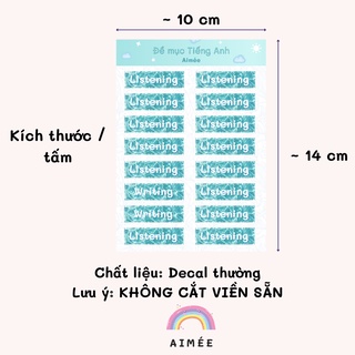 Set 4 Tấm Sticker Đề Mục Tiếng Anh Mint Version | Aimée