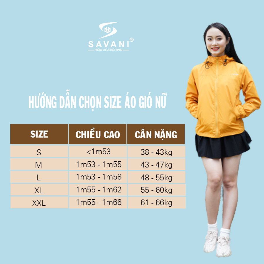 Áo gió nữ 2 lớp SAVANI hàng thiết kế cao cấp siêu nhẹ cản gió, chống nước, giữ ấm tốt WAG001