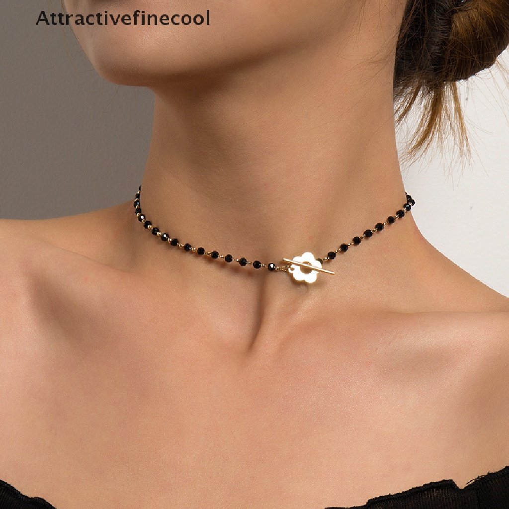Vòng Cổ Choker Đính Hạt Thủy Tinh Màu Đen Sang Trọng Thời Trang Cho Nữ