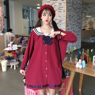 Đầm thủy thủ suông cài nút