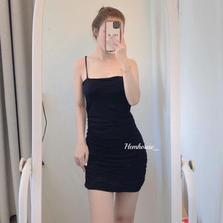 [XẢ KHO]Váy Body 2 Dây Dúm Eo Nữ [FREESHIP] 🌸 Đầm 2s Trơn Dáng Ôm Co Giãn Màu ĐEN | TRẮNG | TÍM Ulzzang SIÊU ĐẸP 🌸