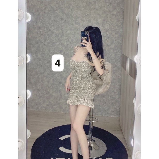 Set chân váy hoa nhí nhúng 2 dây cột vai siêu hót-hình thật.