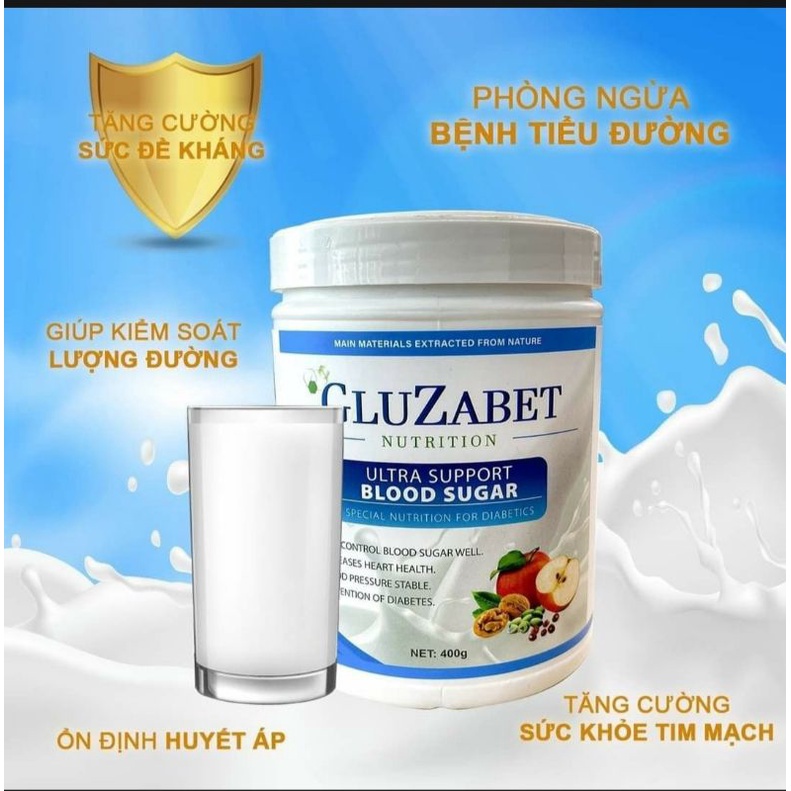 SỮA NON GLUZABET HỘP 400g DINH DƯỠNG CHUYÊN BIỆT DÀNH CHO NGƯỜI TIỂU ĐƯỜNG NGUYÊN LIỆU NHẬP KHẨU 100% HOA KỲ