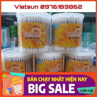 [Mã C30G1] Hộp bông ngoáy tai VIETSUN 200 que 1 đầu xoắn thân gỗ tre  (thân thiện môi trường)