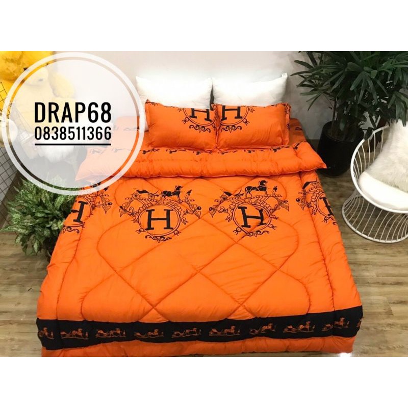 Bộ 5 món ga gối chăn phao cotton boly cao cấp