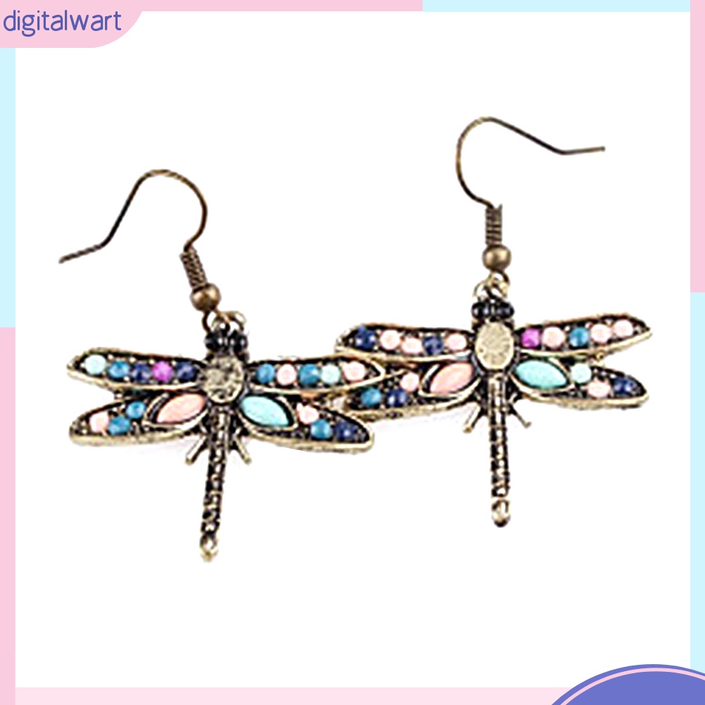 Cặp Khuyên Tai Hình Chuồn Chuồn Đính Đá Quý Nhân Tạo Sang Trọng Cá Tính Dành Cho Nữ