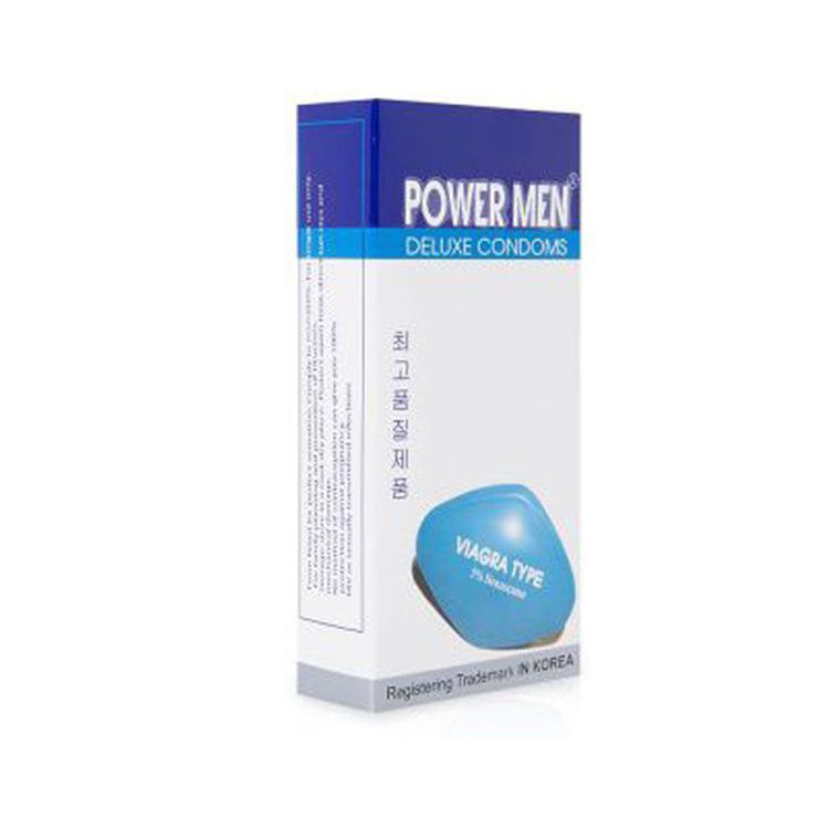 Bao cao su Power Men Viagra Type, bao cao su siêu mỏng nhiều gel trơn kéo dài thời gian yêu, hộp 12 bcs