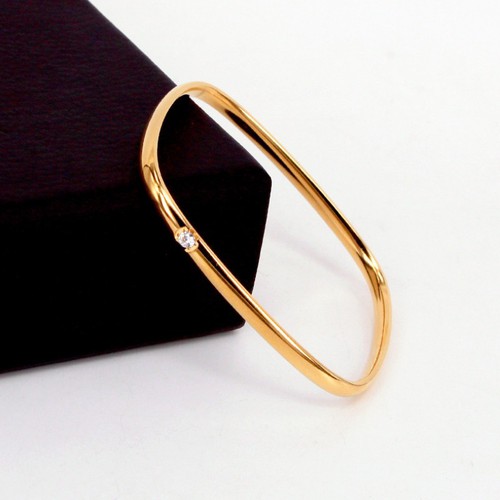 Vòng Tay Hình Chữ Nhật Đính 1 Viên Đá Nhân Tạo Thép Titan Ko Rỉ TT 3598