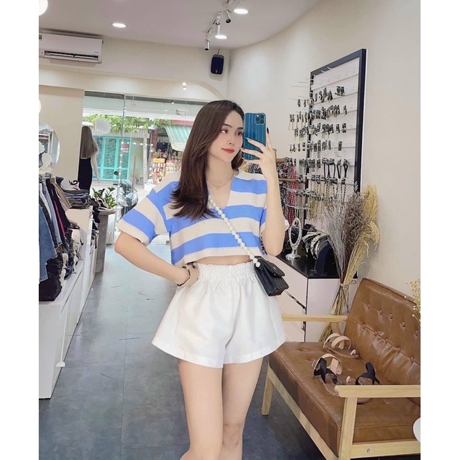 ÁO CROPTOP LEN SỌC CỔ BẺ | BigBuy360 - bigbuy360.vn