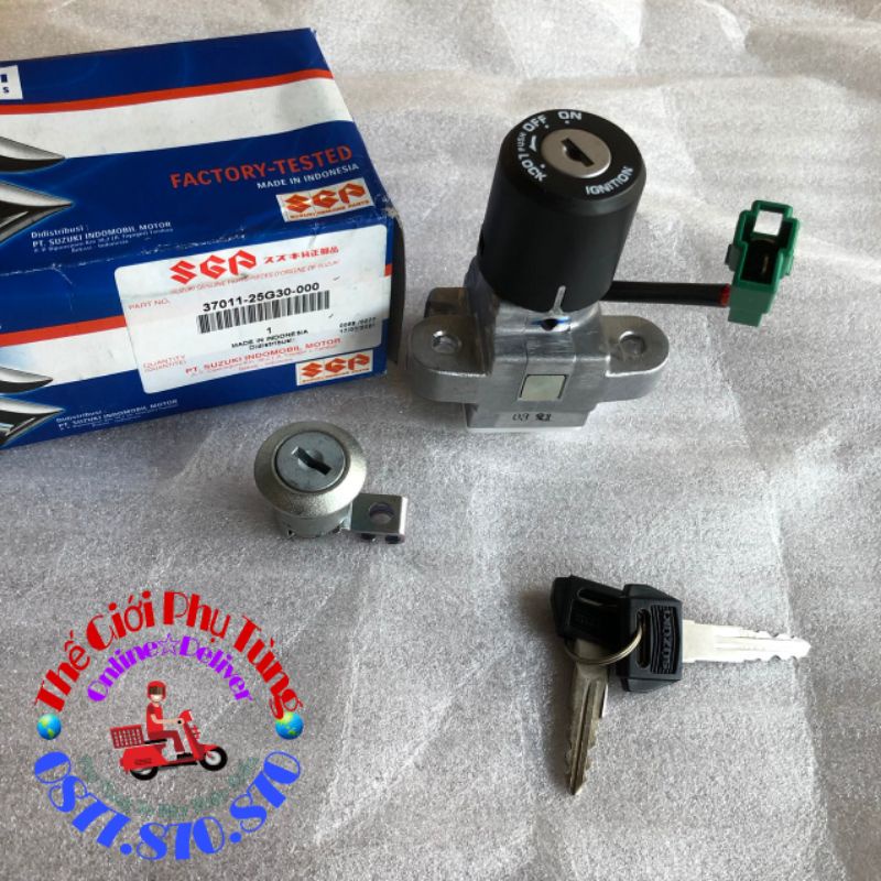 Bộ khóa máy Raider 150 (Không nắp từ) zin mới Suzuki Indonesia - 37011-25G30-000