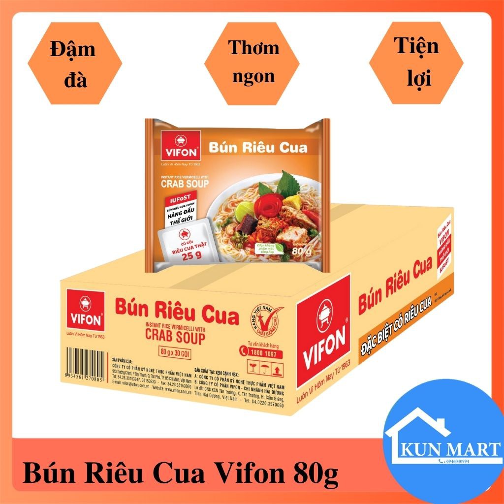 Bún Riêu Cua Vifon Đậm Đà Thơm Ngon Gói 80g