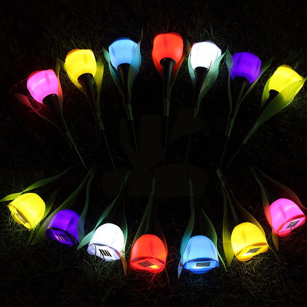 Đèn LED Năng Lượng Mặt Trời Chống Thấm Nước Hình Hoa Tulip Trang Trí Sân Vườn