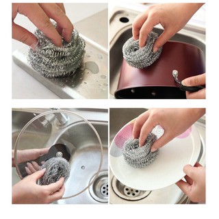 Combo 5 Cọ Xoong Nồi Chảo Bát Đũi Ấm Chén bùi nhùi thép (5 chiếc)