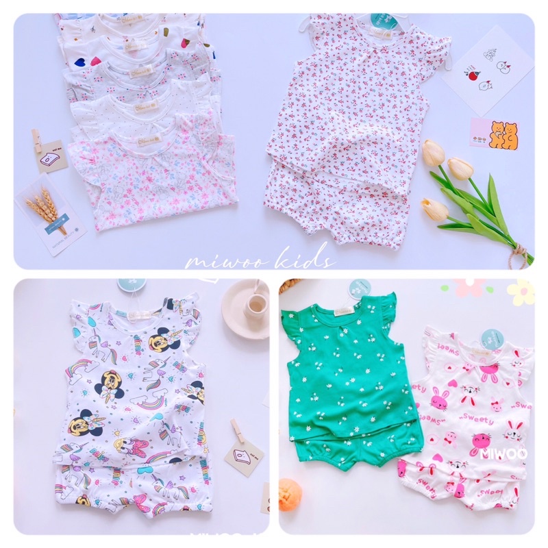 Bộ cánh tiên bé gái dễ thương freeship đồ bộ cotton bozip miwoo kids cho bé