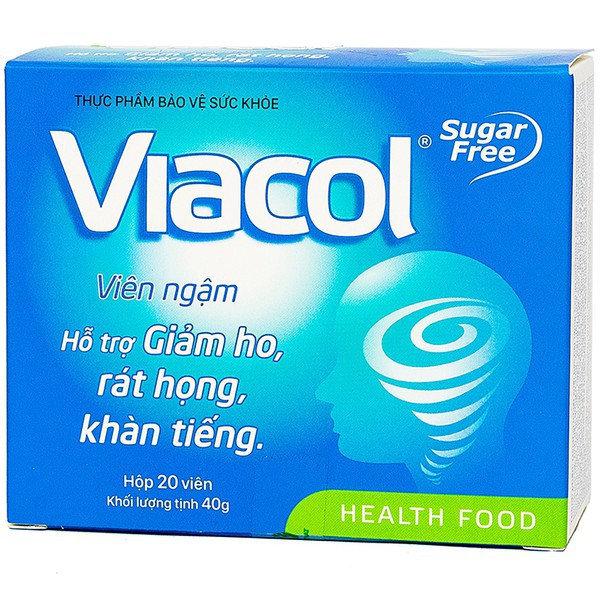 Viên Ngậm Hỗ Trợ Giảm Ho, Rát Họng, Khàn Tiếng Viacol Hộp 20 Viên  (5 Vỉ x 4 Vên)