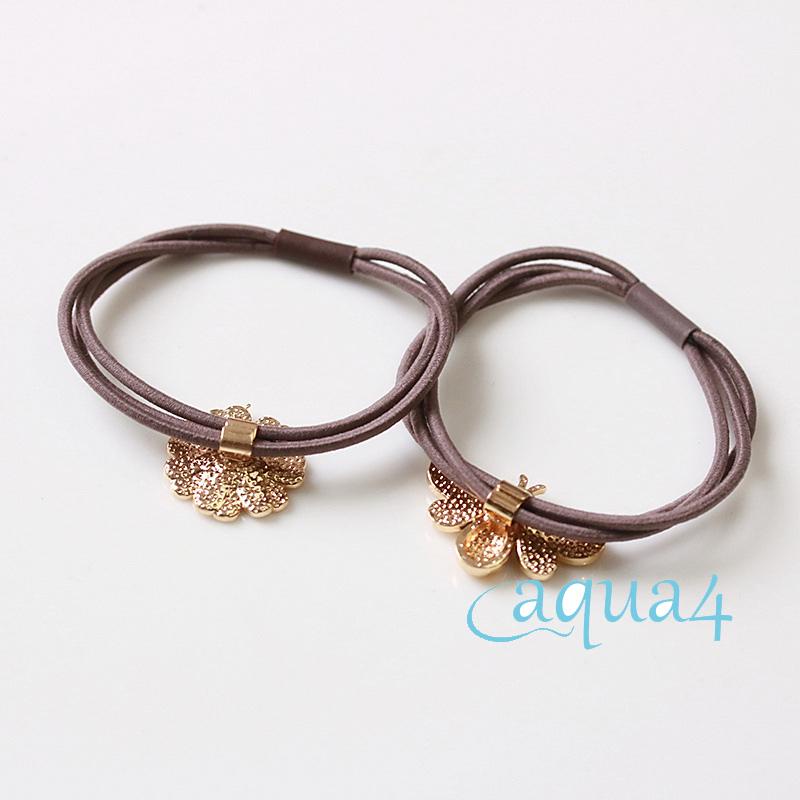 ANANA-Hair Ties for Women, Elastic Hair Rope with Alloy Daisy/Bee Decor, Ponytail Hair Holder Bracelet for Girls, Teens, Apricot