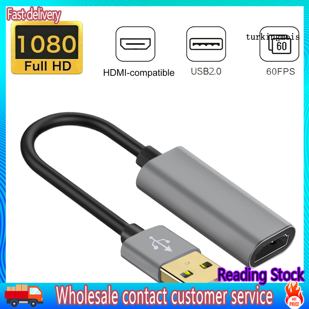 TSP_USB 2.0 Male to 1080p HDMI-compatible Female Video Capture Card Converter Adapter Recorder