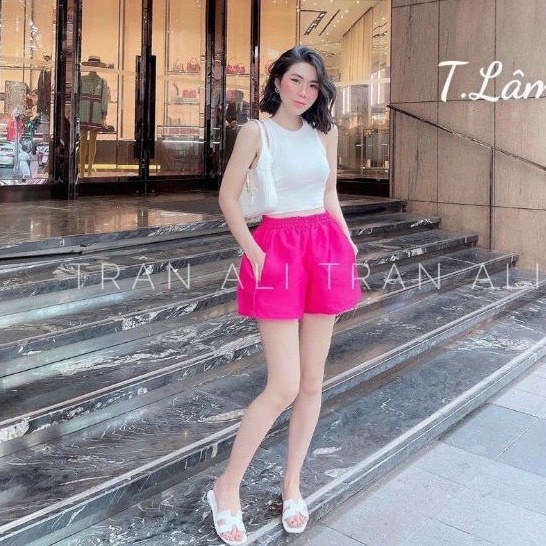 Quần short nữ-quần đùi sooc tacta cạp chun dáng xòe nhiều màu hàng Quảng Châu cao cấp nhập - MÃ Q560-PANOSI