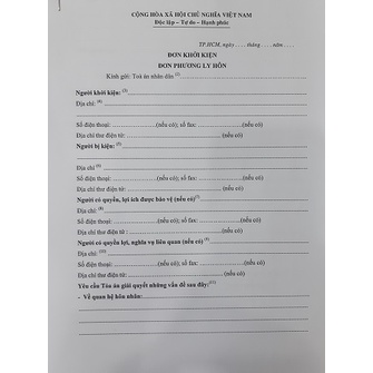 Mẫu đơn ly hôn đơn phương Tòa án quận Tân Bình, TP HCM + bản hướng dẫn viết đơn ly hôn, hồ sơ ly hôn