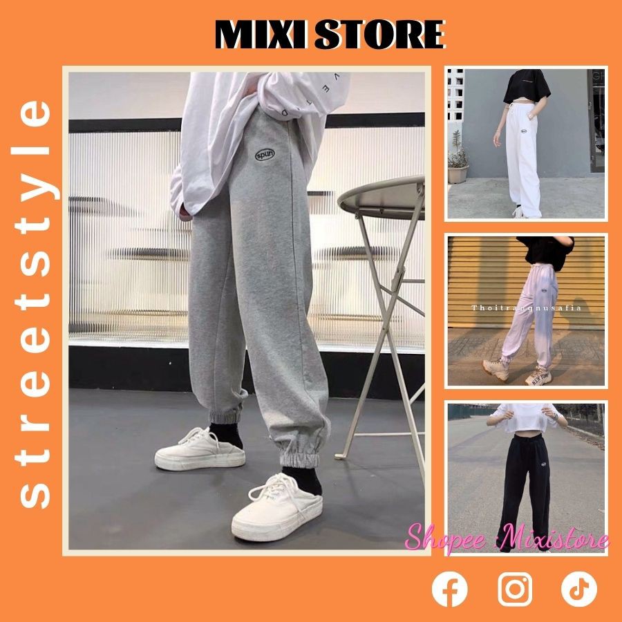 Quần jogger unisex ống chun Spun - Dưới 70kg Mixi store