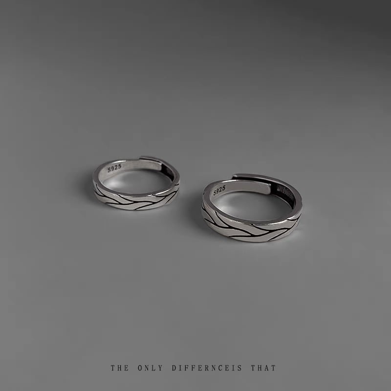 Nhẫn nam nữ màu bạc tròn thời trang Stripes Asta Accessories chất liệu Titan đẹp đơn giản không gỉ - Nhẫn Stripes