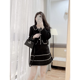 Set dạ viền nhũ (đen/trắng)