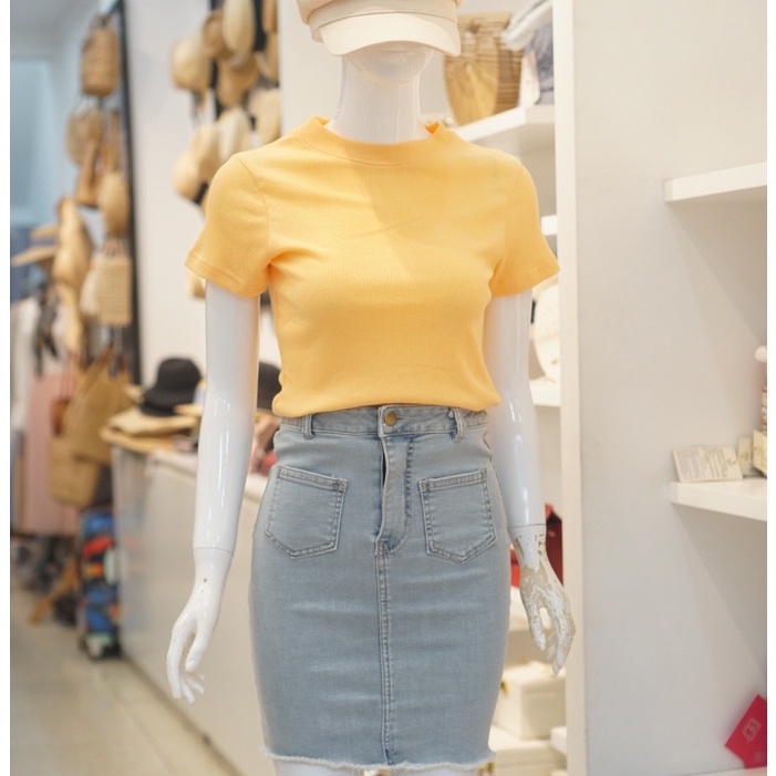 Áo thun gân tăm nữ MENINA, phom ôm phong cách Hàn Quốc