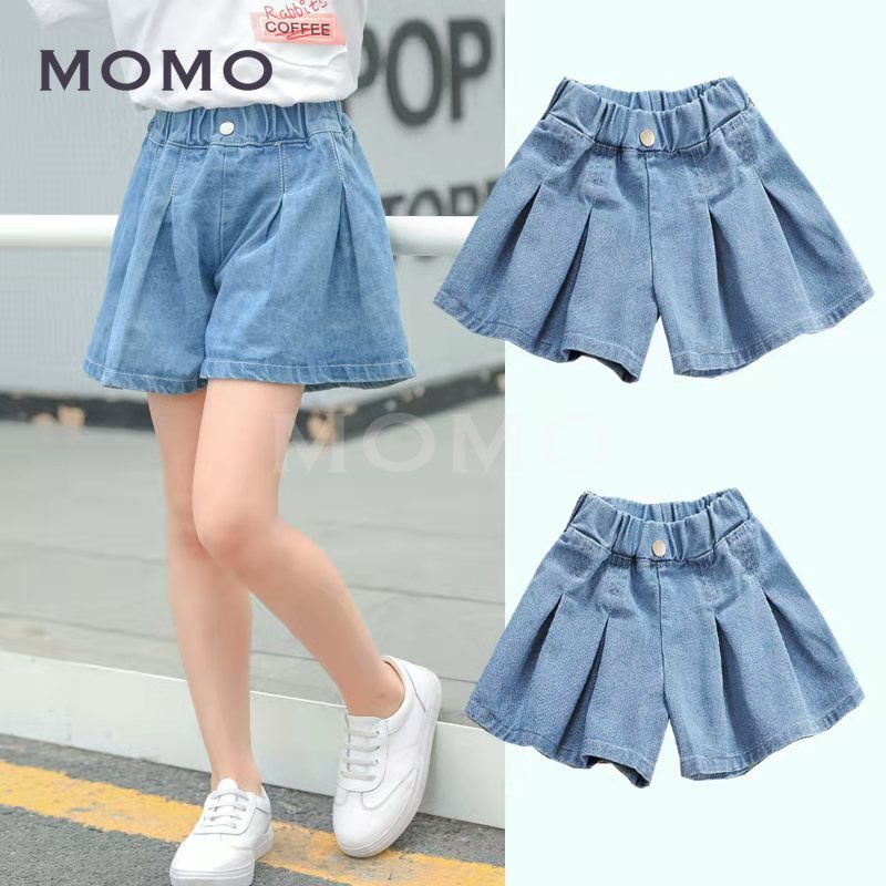 Quần Giả Váy Denim Ống Rộng Thời Trang Cho Bé Gái 5-11 Tuổi