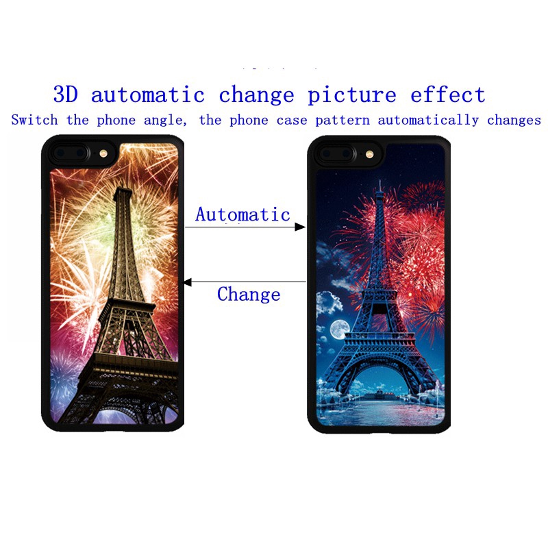 Ốp điện thoại hình tháp và pháo hoa 3D thay đổi tự động cho Iphone 6 6s X XS