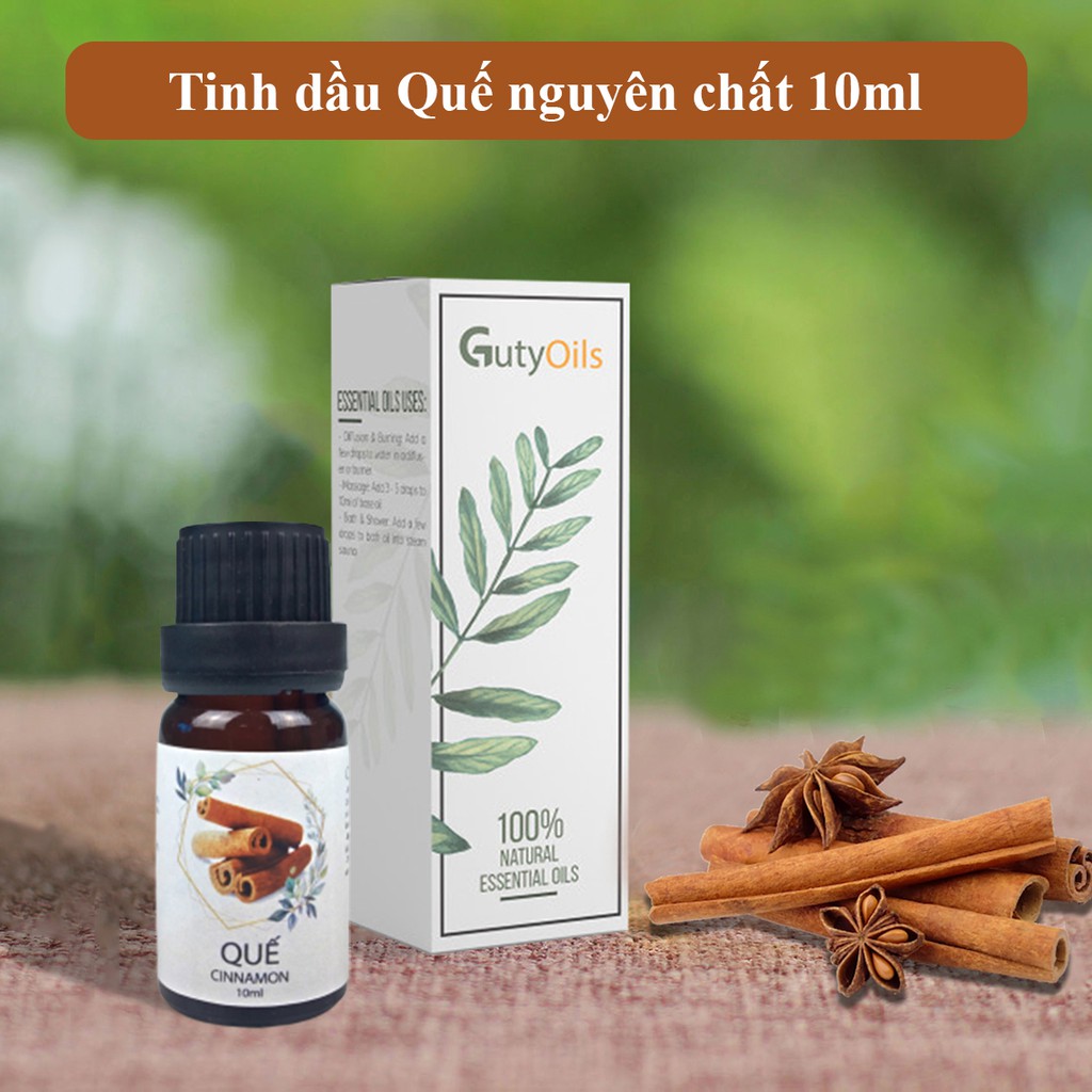 Tinh dầu quế nguyên chất Guty Oils đuổi muỗi, đuổi kiến và côn trùng hiệu quả, giúp làm ấm cơ thể, giảm mỡ bụng -Lọ 10ml