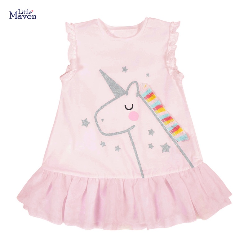 LITTLE MAVEN Sale Váy bé gái little maven chính hãng họa tiết dễ thương 7 tuổi
