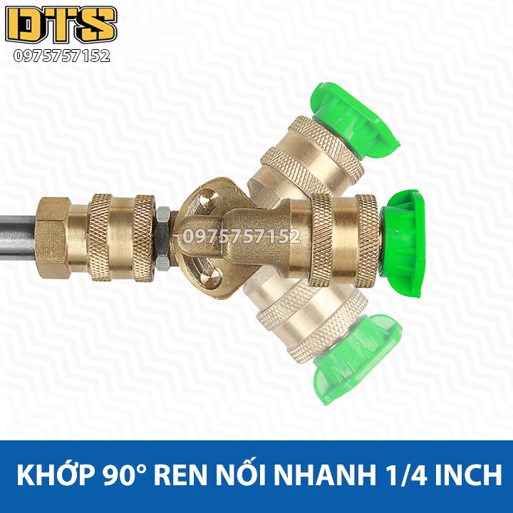 Khớp xoay điều chỉnh 3 góc   nối nhanh béc súng xịt rửa của máy rửa xe - Ren nối nhanh 1/4 inch