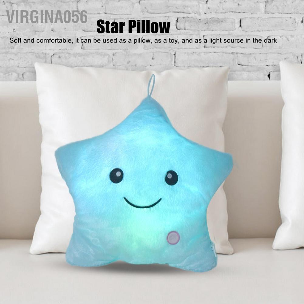 Virgina056 Luminous Pillow Star Shape Beautiful Color Cute Glowing Plush Throw for Party Daily Decoration