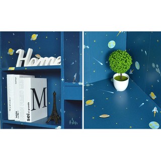 Decal giấy dán tường vũ trụ xanh