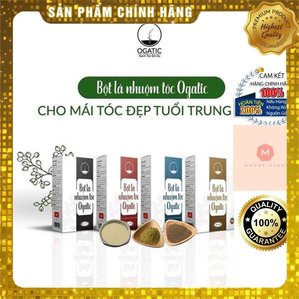 Thuốc Nhuộm Tóc OGaTics 100% Thiên Nhiên ⚡Bột Lá Nhuộm ⚡ Tặng 2 Gói Lá Thơm Được Chọn Màu Khi Nhắn Tin Với Shop