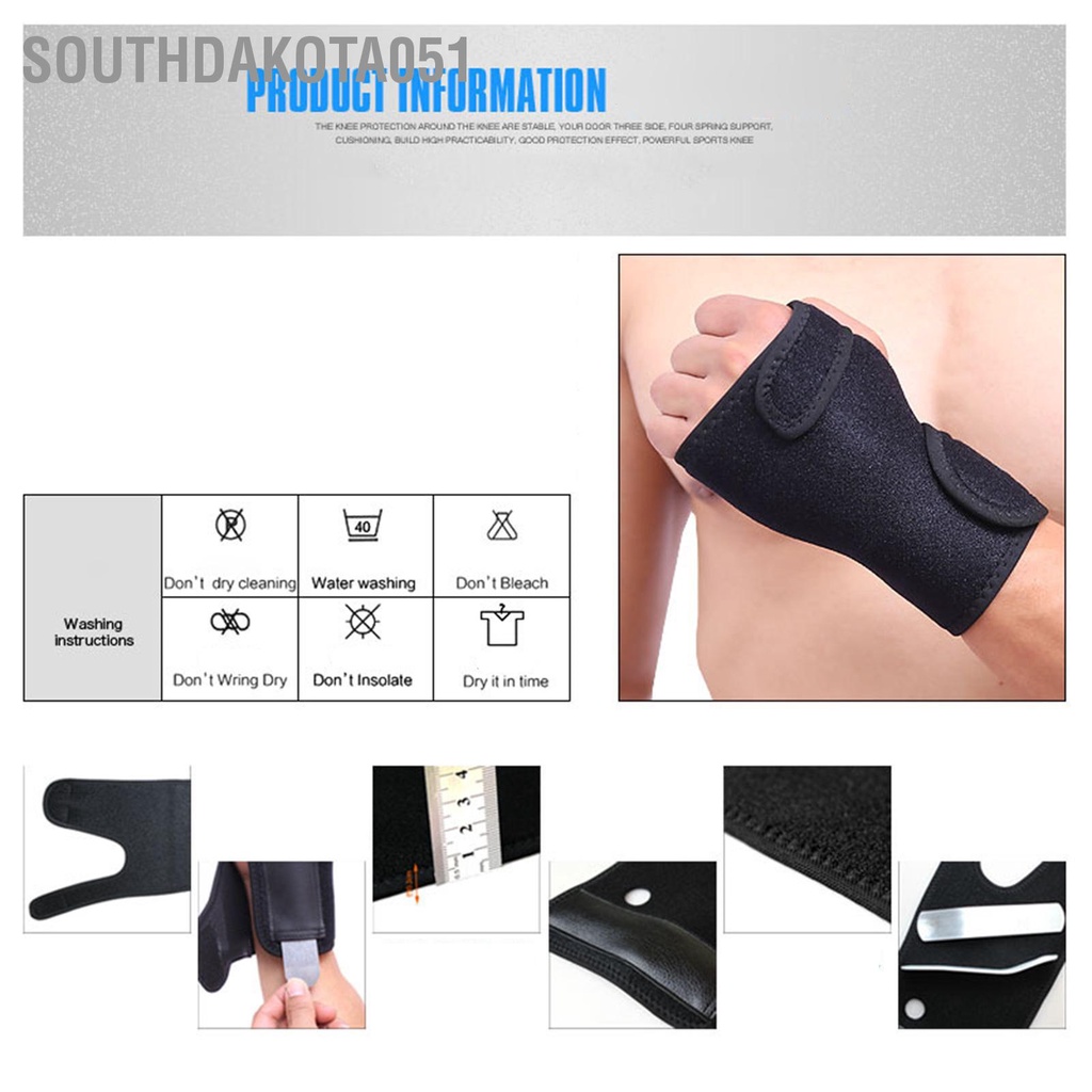 Southdakota051 Thể thao ngoài trời Dây đeo cổ tay Cố định Bảo vệ có thể tháo rời Có điều chỉnh Cổ Tấm thép Hỗ trợ Bọc Palm