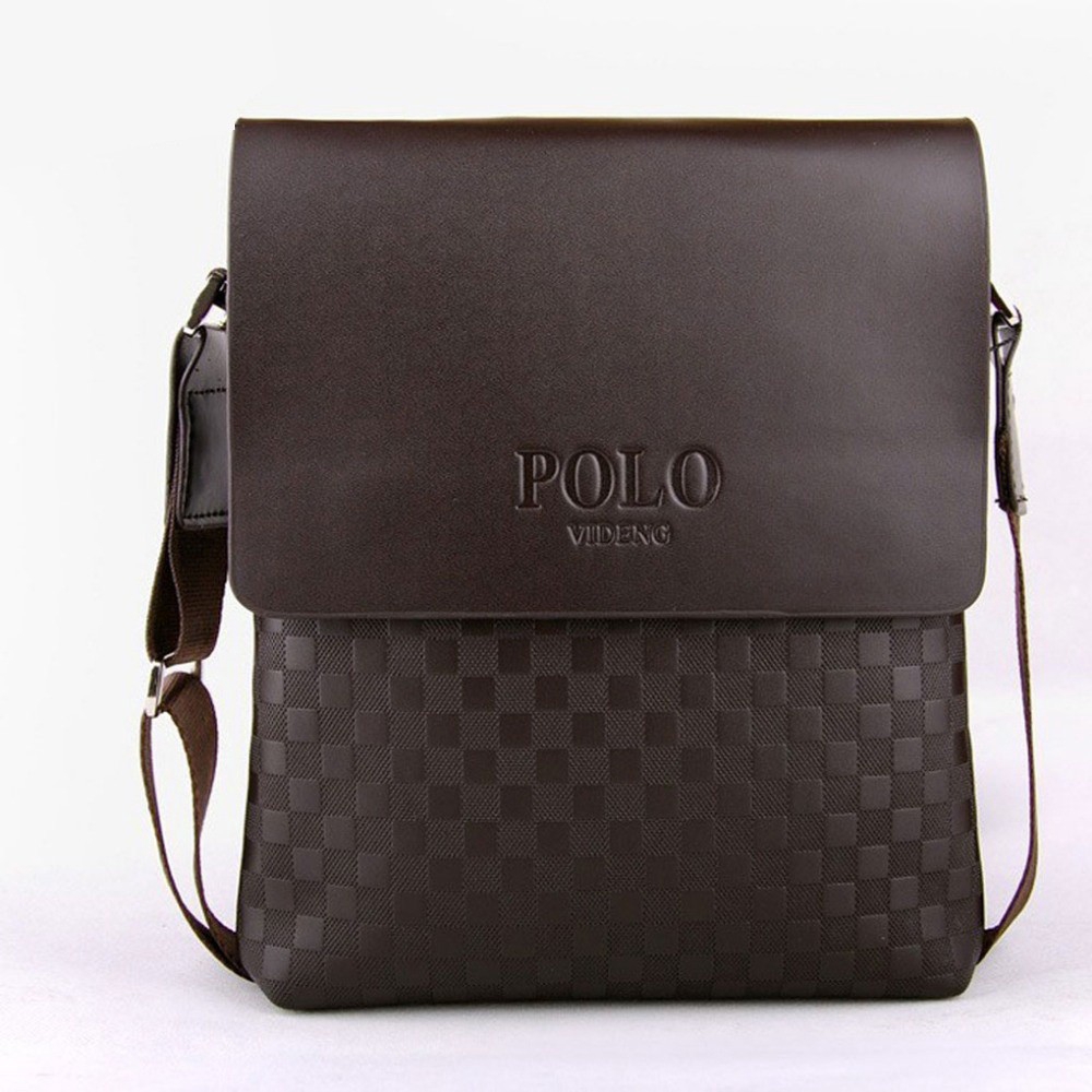 Business Polo Man Shoulder Briefcase Tote Crossbody Leather Travel Messenger Bag
