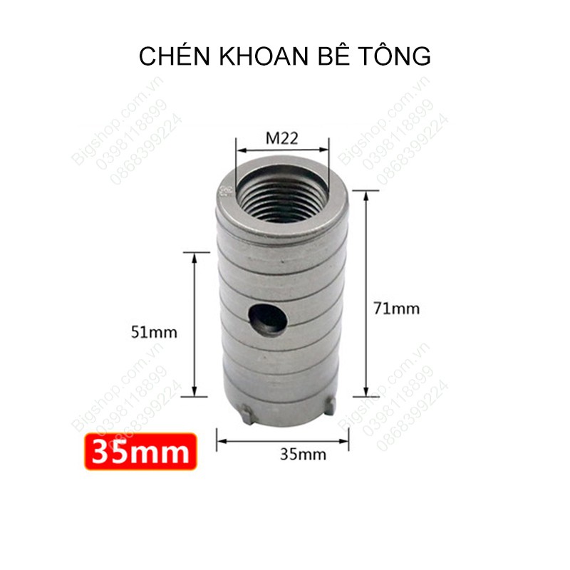 Mũi khoan khoét lỗ tường bê tông, tường gạch, cán dài 20cm, đủ bộ hoặc từng phụ kiện ( Kho hàng HN)