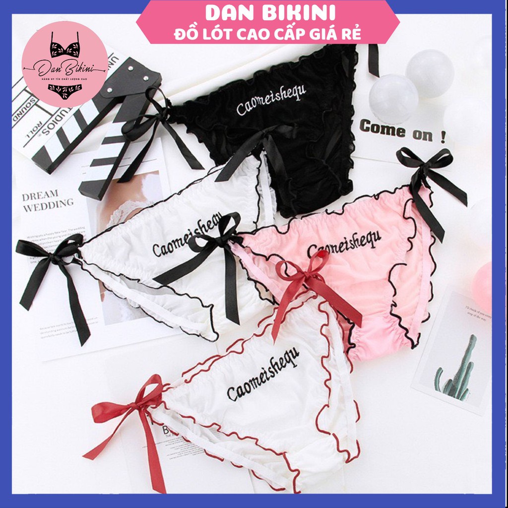 Quần Lót Nữ Cotton cao cấp viền bèo buộc nơ in chữ mỏng mát tôn dáng mẫu 3019
