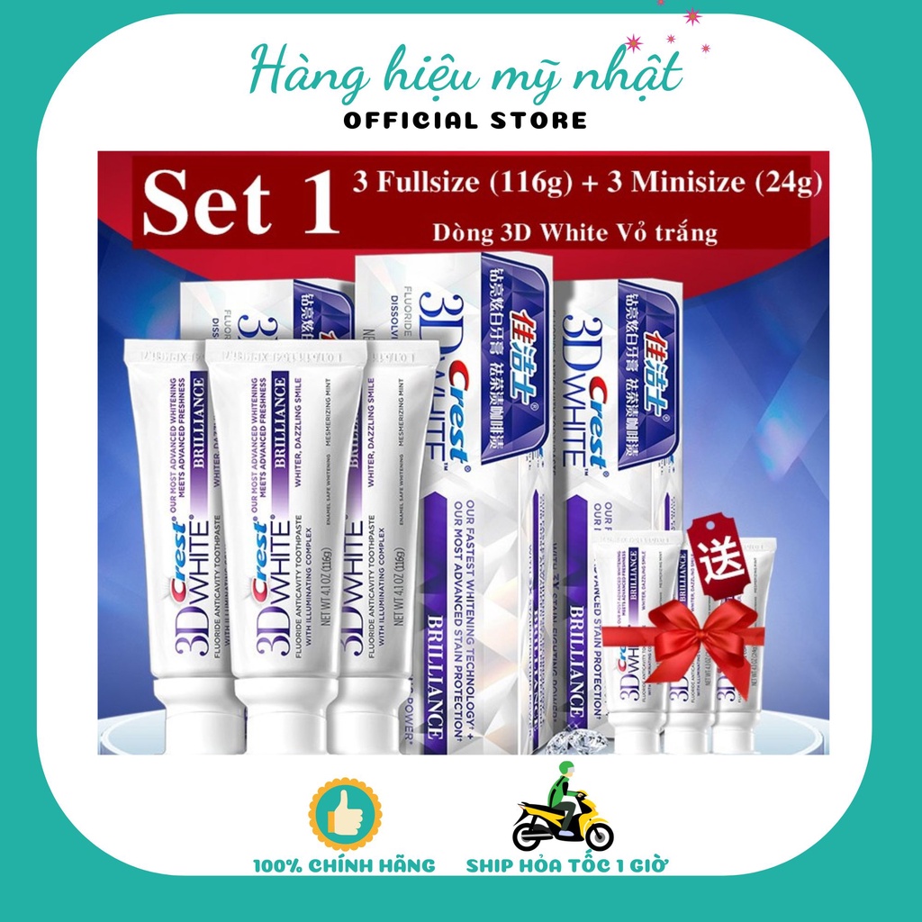 KEM CREST 3D WHITE 116G TUÝP LỚN TRẮNG RĂNG VƯỢT TRỘI HÀNG NHẬP TMALL