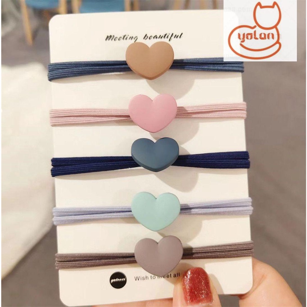 Dây buộc tóc kiểu trái tim dễ thương co giãn tốt tiện dụng dành cho nữ